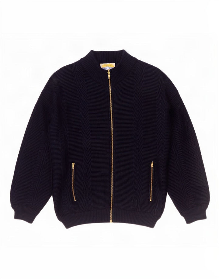 Settebello Mens Cardigan Sweater Medium Navy Blue Wool