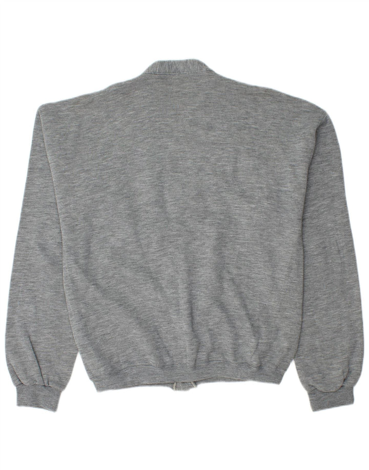 VINTAGE Mens Cardigan Sweater Large Grey Cotton