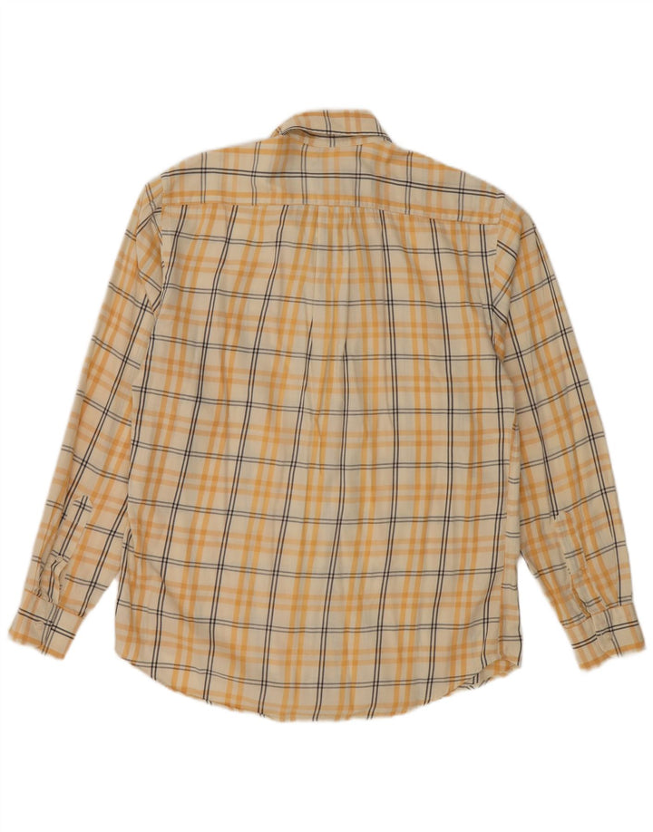 VINTAGE Mens Shirt Medium Yellow Check Cotton