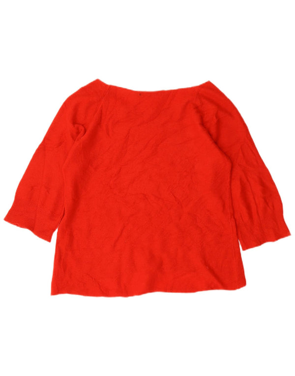 Ralph Lauren Womens 3/4 Sleeve Boat Neck Jumper Sweater UK 10 Small Red