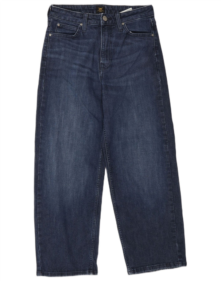 LEE Womens High Rise Crop Wide Leg Jeans W26 L25 Blue Cotton