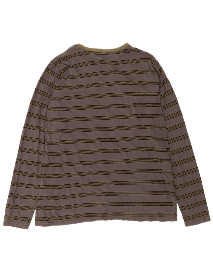 Volcom Mens Top Long Sleeve 2XL Grey Striped Cotton
