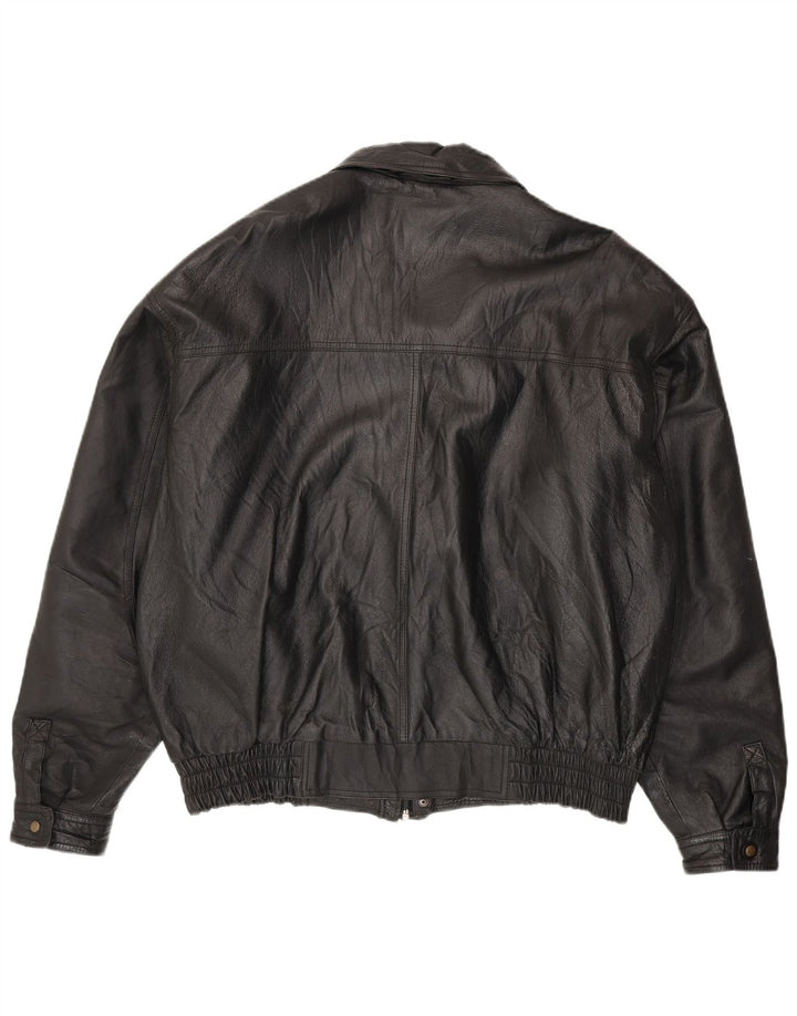 Vintage Mens Leather Jacket UK 44 2XL Black Leather