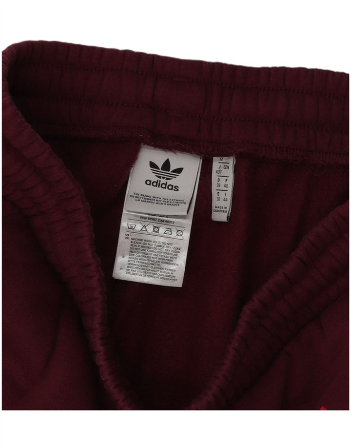 ADIDAS Womens Graphic Tracksuit Trousers Joggers UK 12 Medium Burgundy