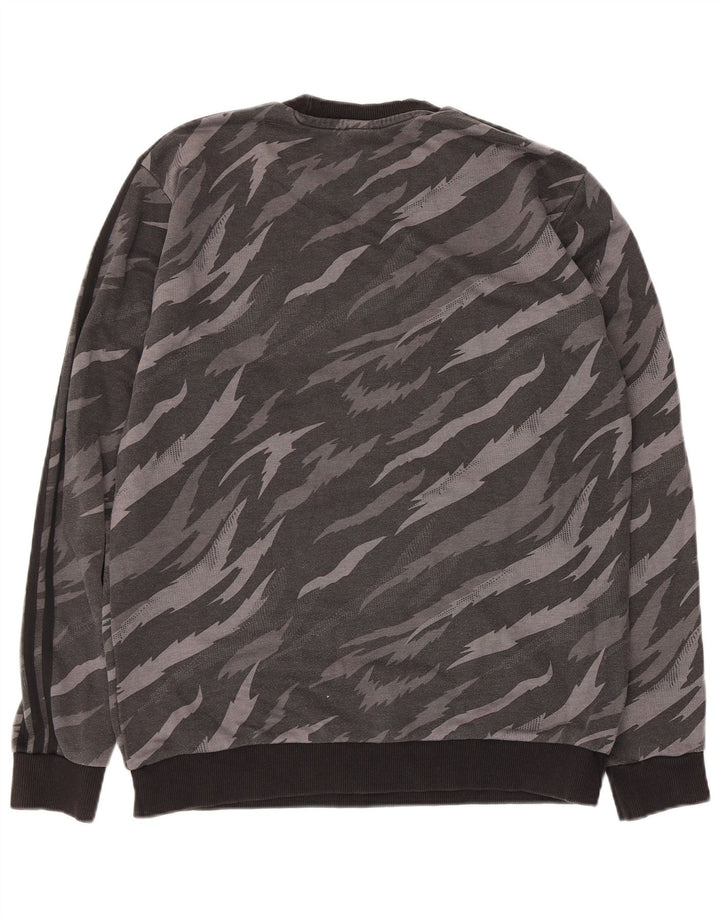 Adidas Mens Sweatshirt Jumper Medium Grey Animal Print Cotton