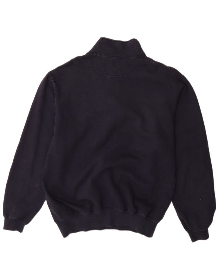 CHAMPION Mens Zip Neck Sweatshirt Jumper Medium Navy Blue Cotton