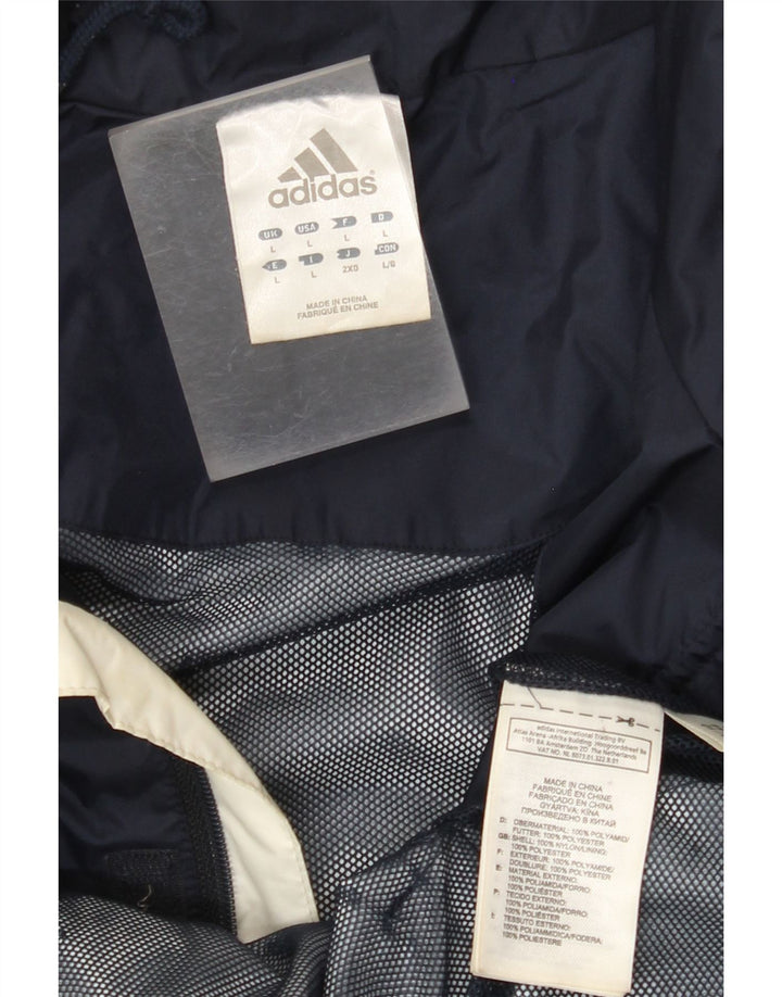 ADIDAS Mens Hooded Rain Jacket UK 40 Large Navy Blue Nylon