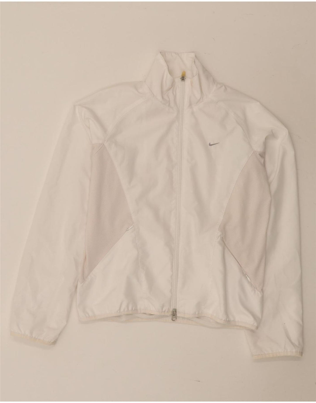 NIKE Womens Tracksuit Top Jacket UK 14 Medium White Polyester