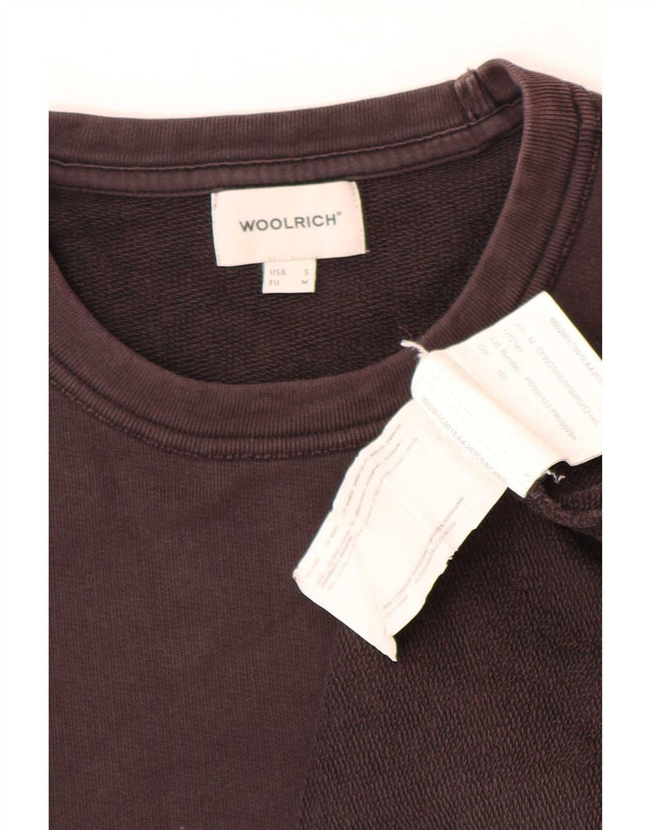 Woolrich Mens Loose Fit Sweatshirt Jumper Small Brown Cotton