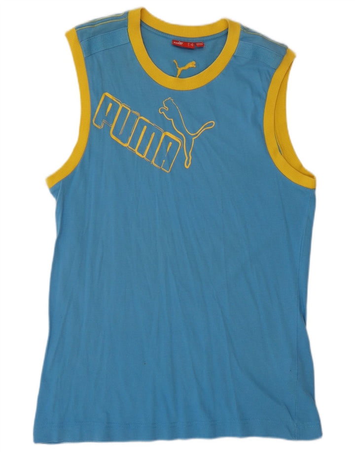 Puma Mens Graphic Vest Top Medium Blue Colourblock Cotton