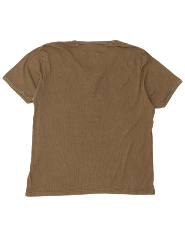 Pierre Cardin Mens T-Shirt Top Large Khaki Cotton
