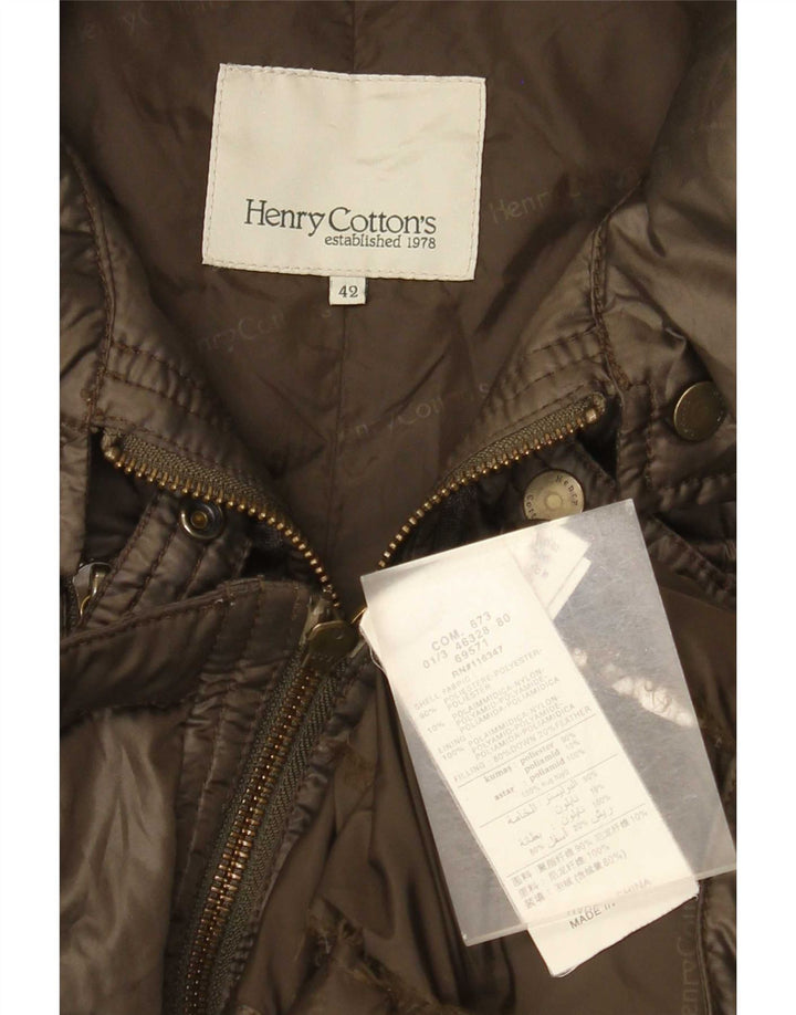 Henry Cottons Womens Padded Jacket IT 42 Medium Khaki Polyester