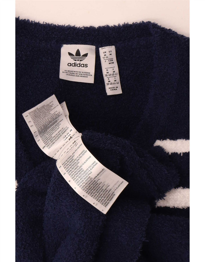Adidas Womens Vest Tank Top UK 12 Medium Navy Blue Striped Polyester