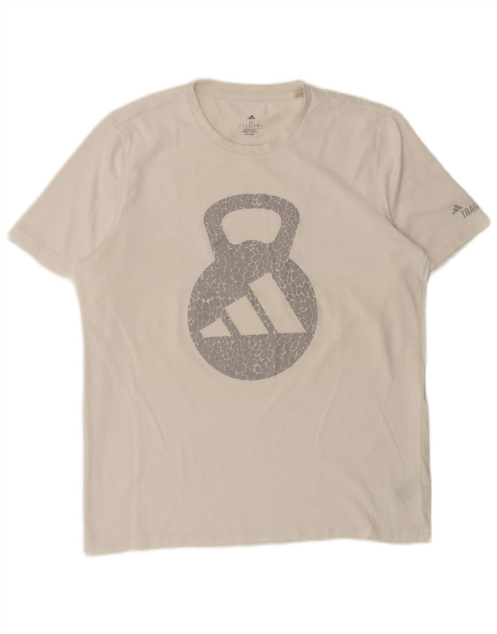 Adidas Mens Graphic T-Shirt Top Medium White Cotton