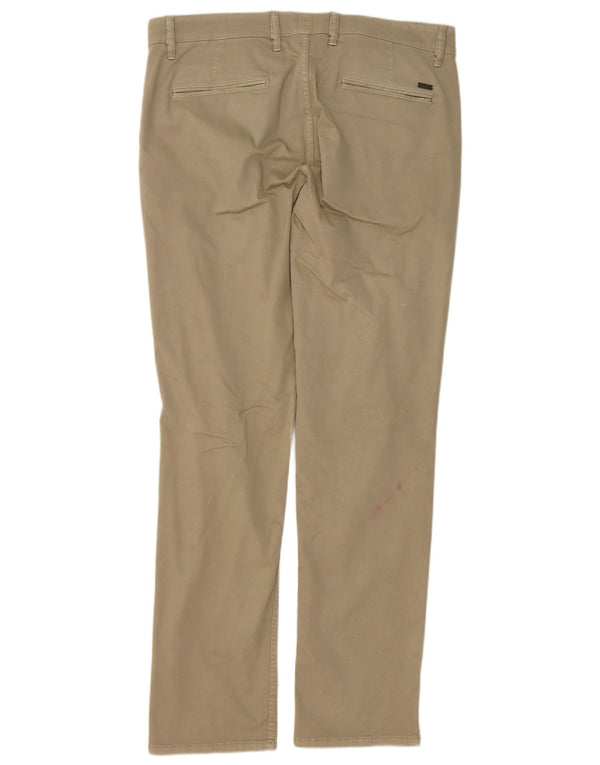 Hugo Boss Mens Slim Fit Chino Trousers W36 L32 Beige Cotton