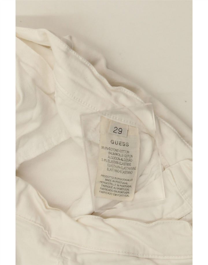 GUESS Womens Straight Cropped Trousers W29 L23 Off White Cotton
