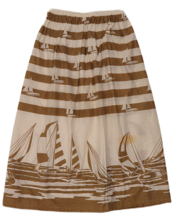 Marc Aurel Womens Graphic See Through Midi Skirt W30 Medium Brown Striped