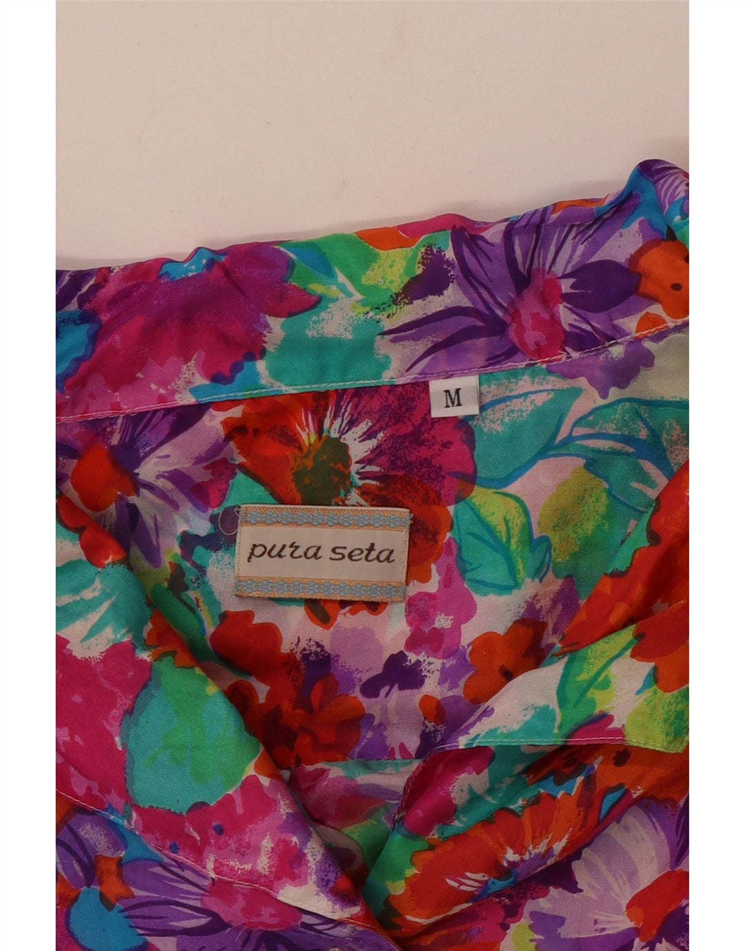 VINTAGE Womens Short Sleeve Shirt Blouse UK 14 Medium Multicoloured Floral