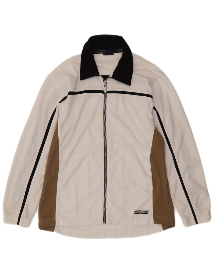 Asics Mens Tracksuit Top Jacket Medium White Colourblock Polyester