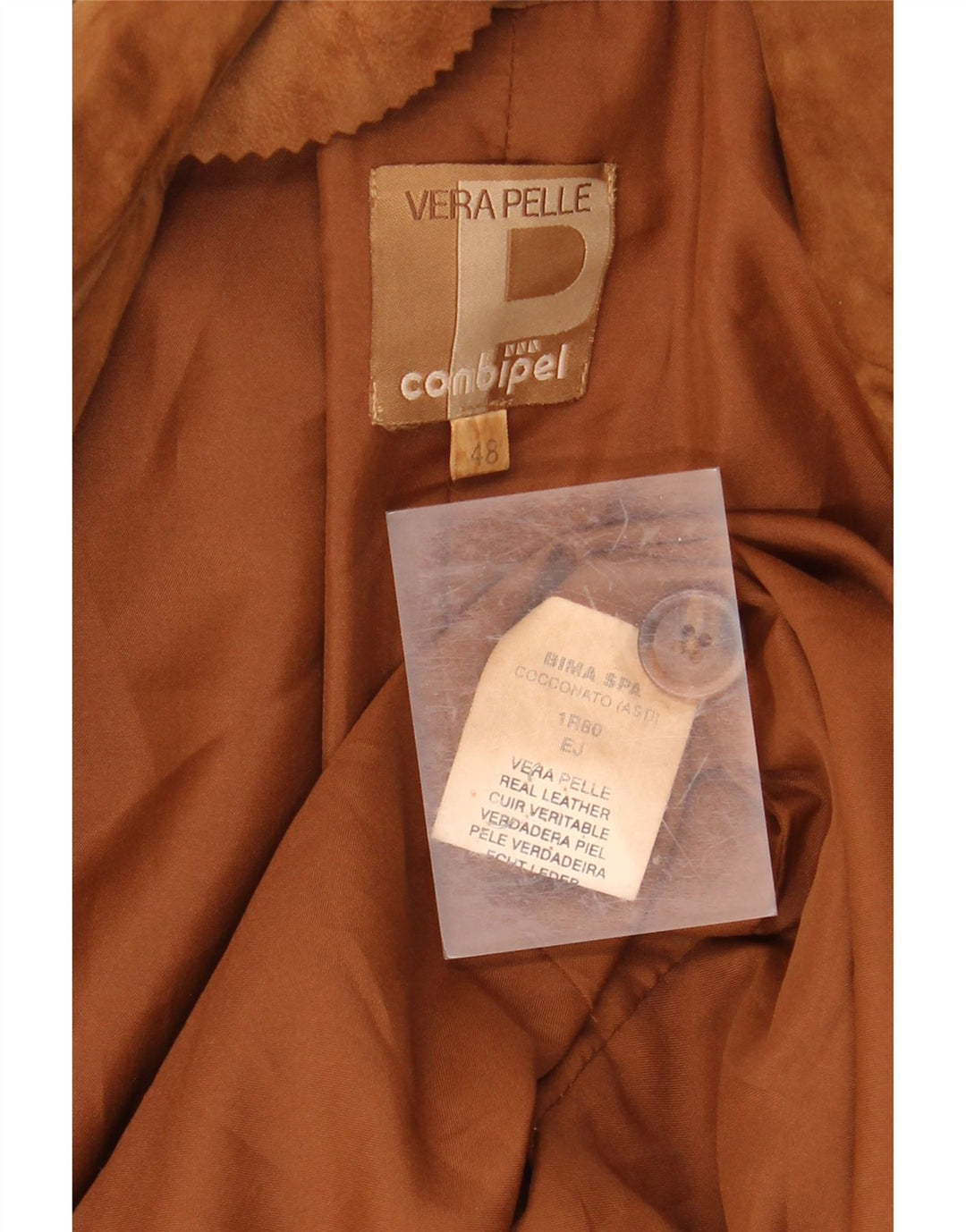 CONBIPEL Womens 2 Button Suede Blazer Jacket IT 48 XL Brown Leather