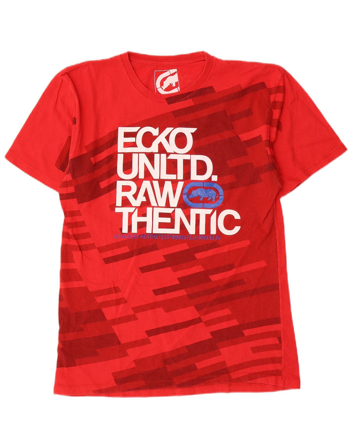Ecko Unltd Mens Graphic T-Shirt Top Small Red Geometric Cotton