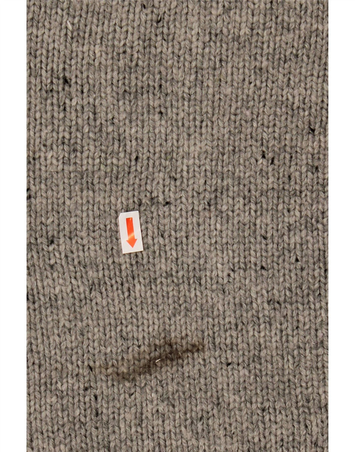 NAUTICA Mens Button Neck Jumper Sweater XL Grey Flecked Acrylic