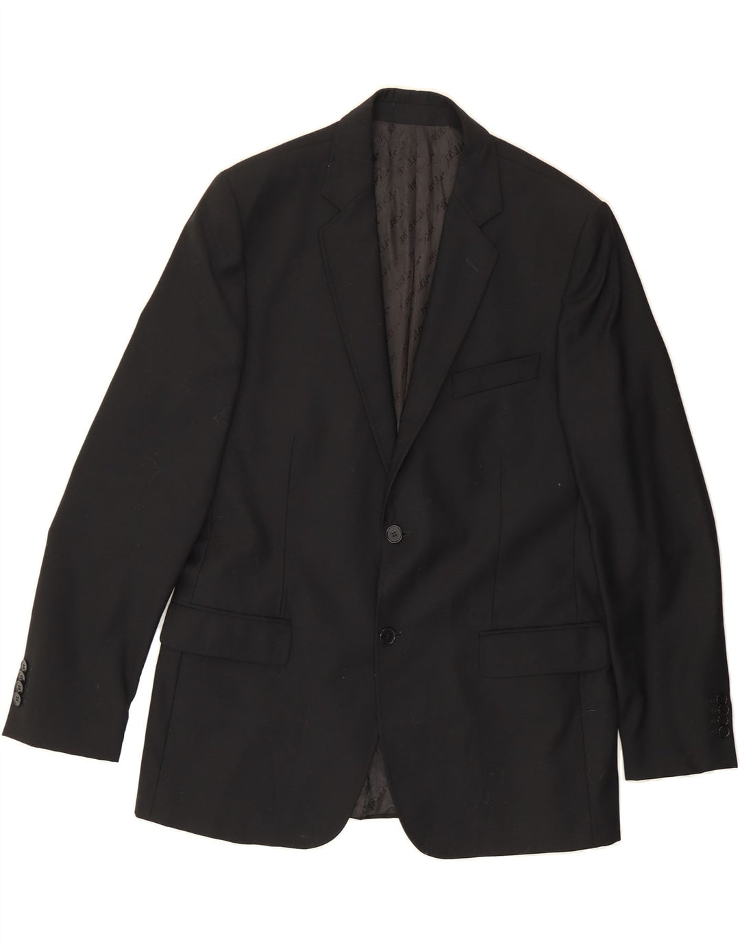 FERRE Mens 2 Button Blazer Jacket IT 54 2XL Black Wool Vintage Ferre and Second-Hand Ferre from Messina Hembry 