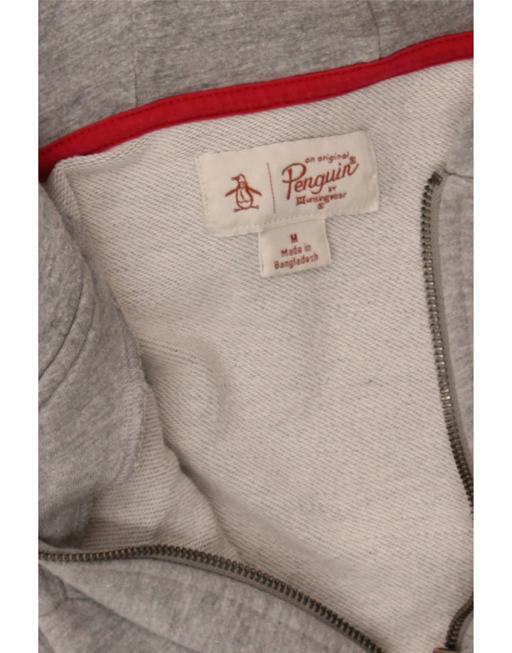 PENGUIN Mens Zip Hoodie Sweater Medium Grey Colourblock Cotton Vintage Penguin and Second-Hand Penguin from Messina Hembry 