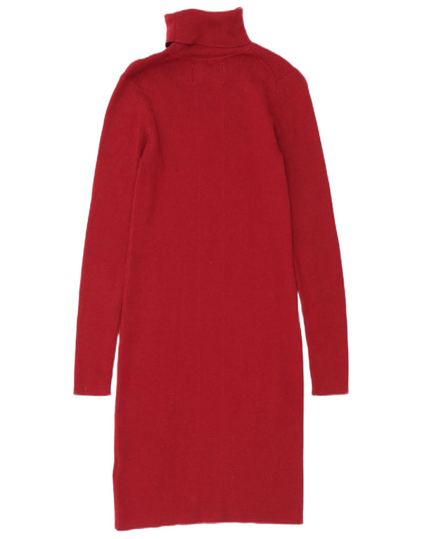 Calvin Klein Jeans Womens Graphic Jumper Dress UK 6 XS Burgundy Polyamide