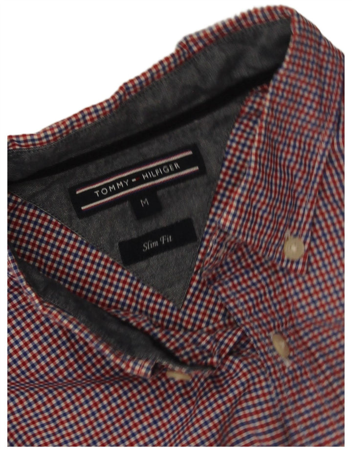 Tommy Hilfiger Mens Slim Fit Shirt Medium Red Check Cotton