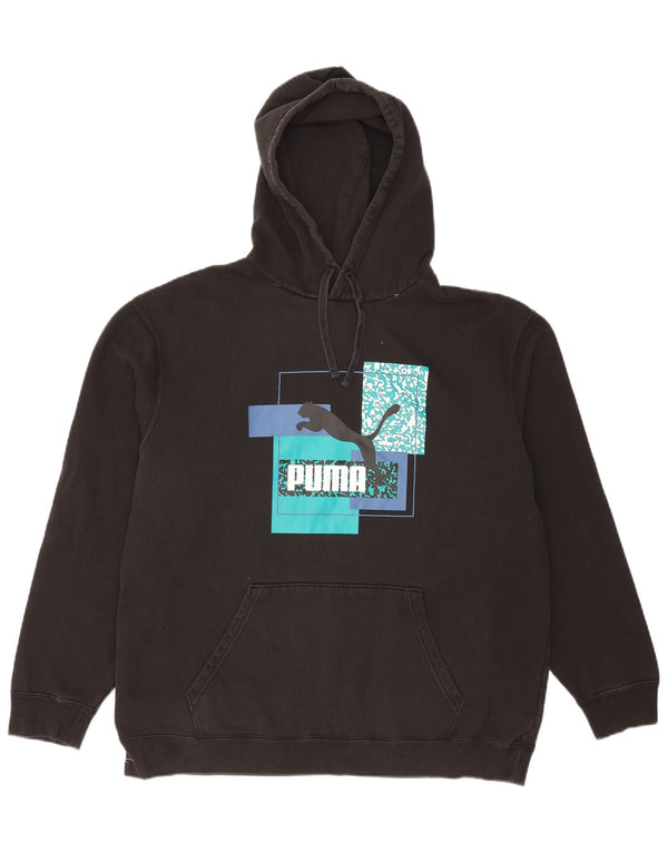 Puma Mens Graphic Hoodie Jumper XL Black Cotton