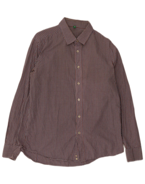 Benetton Mens Shirt XL Multicoloured Check Cotton