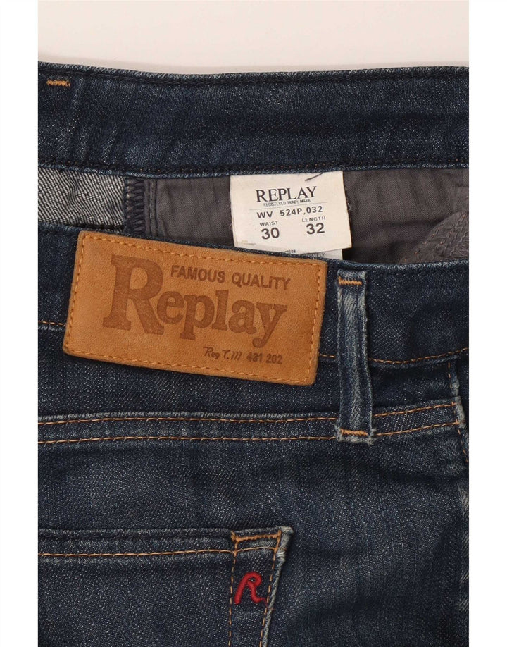Replay Womens Bootcut Jeans W30 L32 Navy Blue Cotton