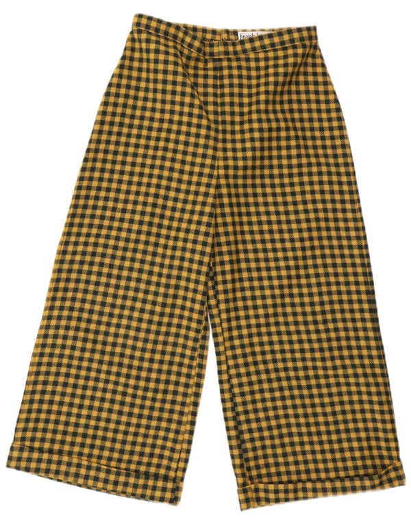 Vintage Womens High Waist Capri Trousers W28 L22 Yellow Gingham