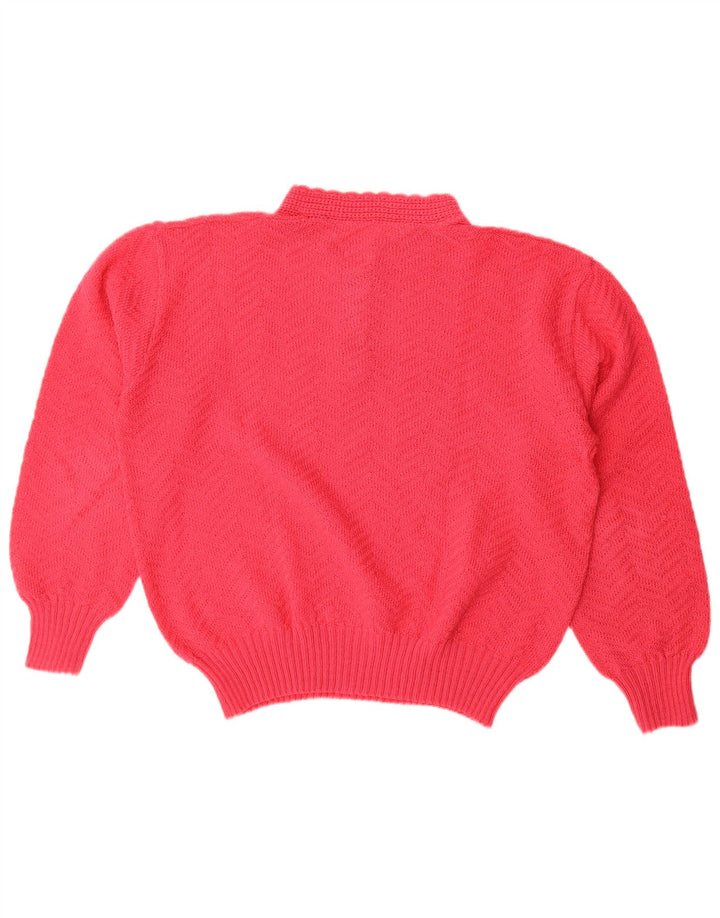 Vintage Womens Button Neck Jumper Sweater UK 16 Large Red