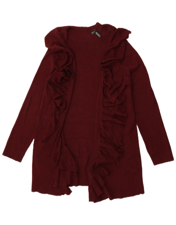 Ralph Lauren Womens Longline Open Cardigan Sweater UK 18 XL Maroon Cotton