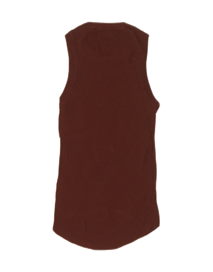 Zara Womens Vest Top UK 12 Medium Brown Viscose