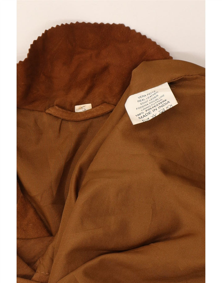 VINTAGE Womens Oversized 3 Button Suede Blazer Jacket UK 10 Small Beige