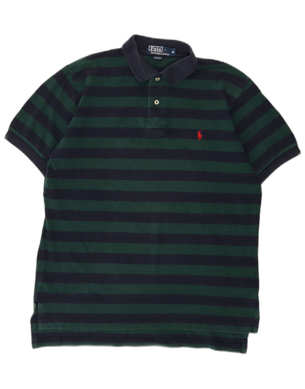 Polo Ralph Lauren Mens Polo Shirt Medium Green Striped Cotton