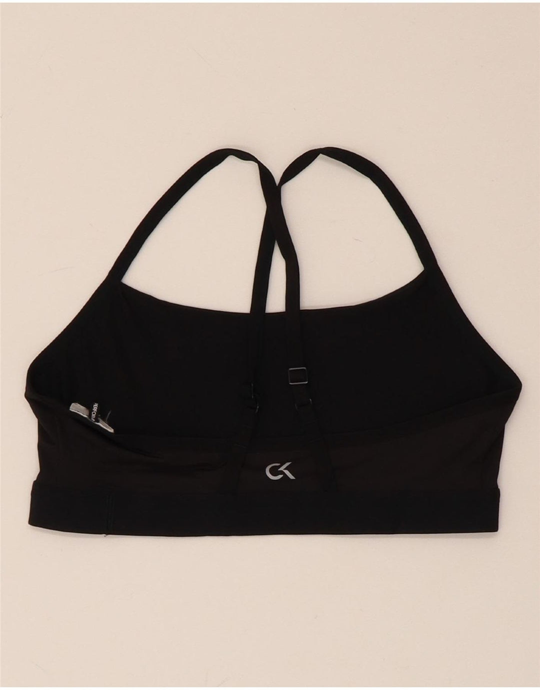 CALVIN KLEIN Womens Graphic Sport Bra Top UK 8 Small Black