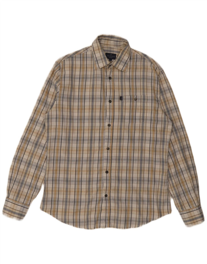 Trussardi Jeans Mens Shirt Large Beige Check
