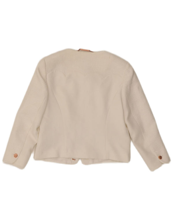 Ted Baker Womens Crop Blazer Jacket Size 3 Medium White Polyester