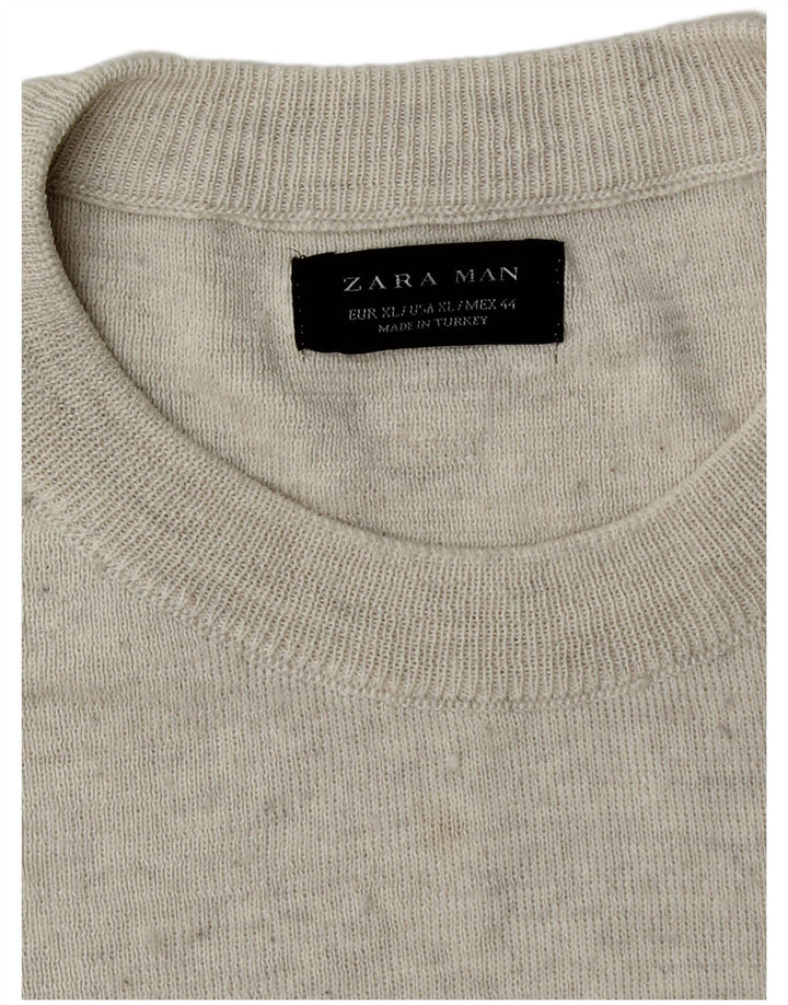 Zara Mens Crew Neck Jumper Sweater XL Grey