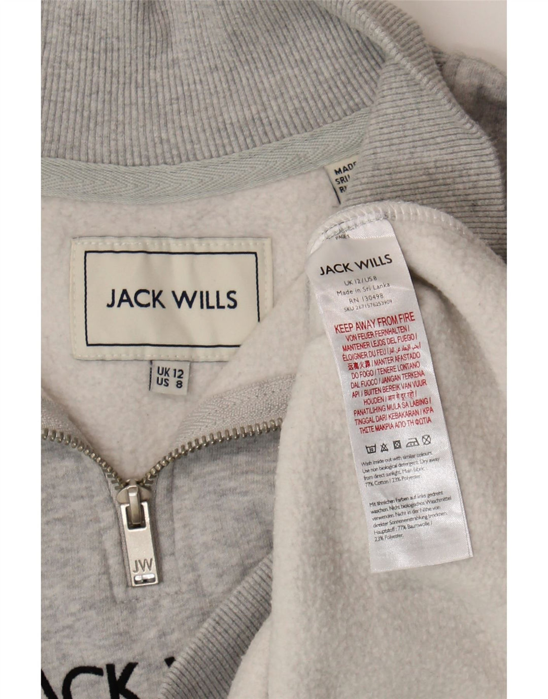 Jack Wills Womens Oversized Graphic Sweatshirt Jumper UK 12 Medium Grey