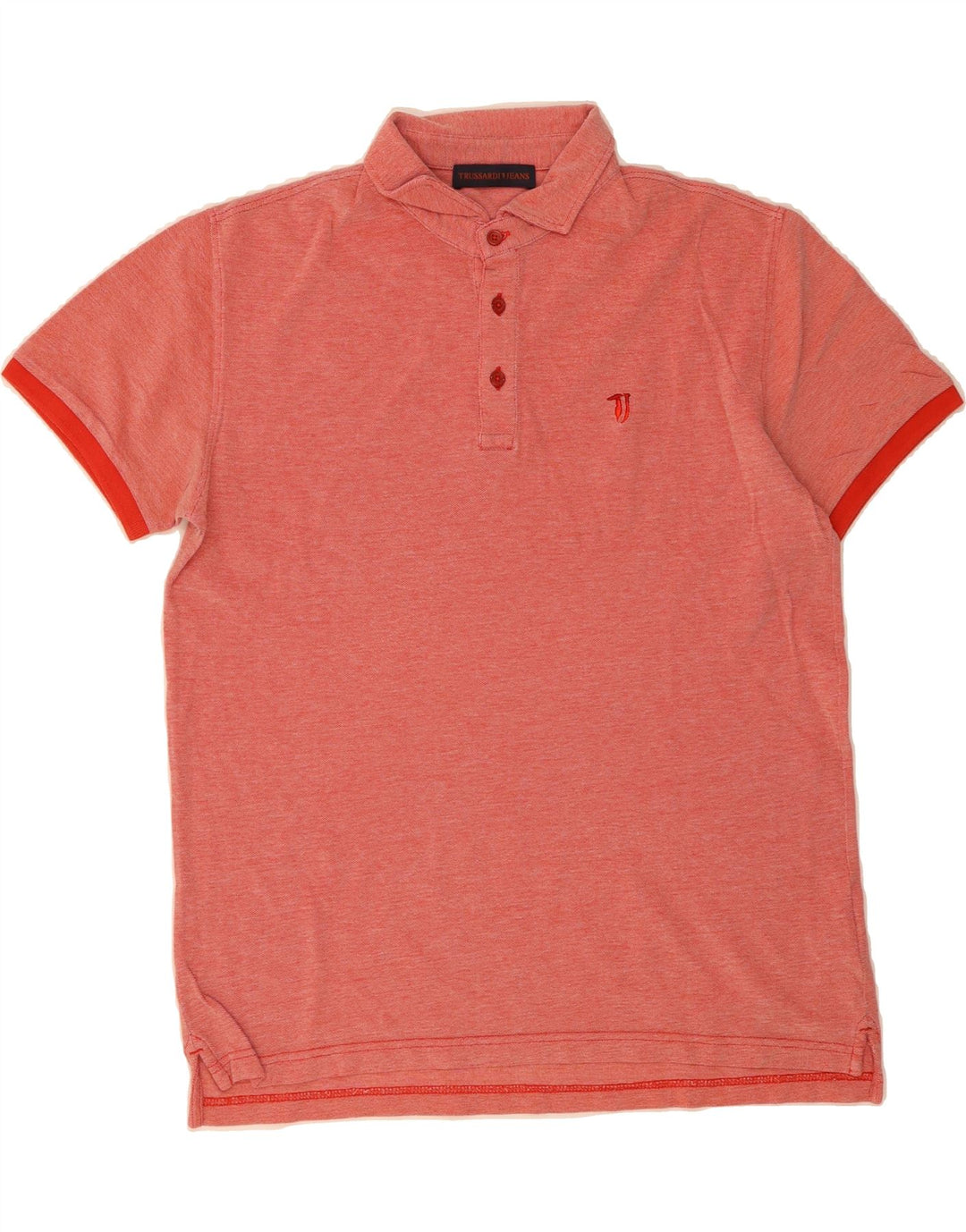 TRUSSARDI Mens Polo Shirt Medium Red Flecked Cotton Vintage Trussardi and Second-Hand Trussardi from Messina Hembry 