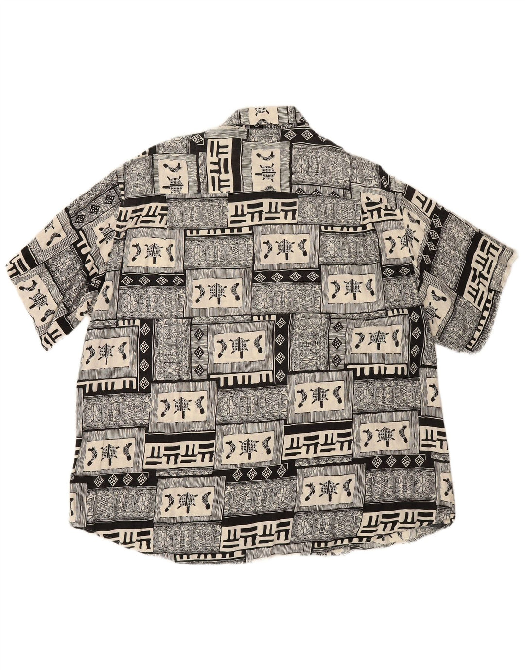 BOULEE Mens Short Sleeve Shirt Size 45/46 2XL Black Patchwork Viscose