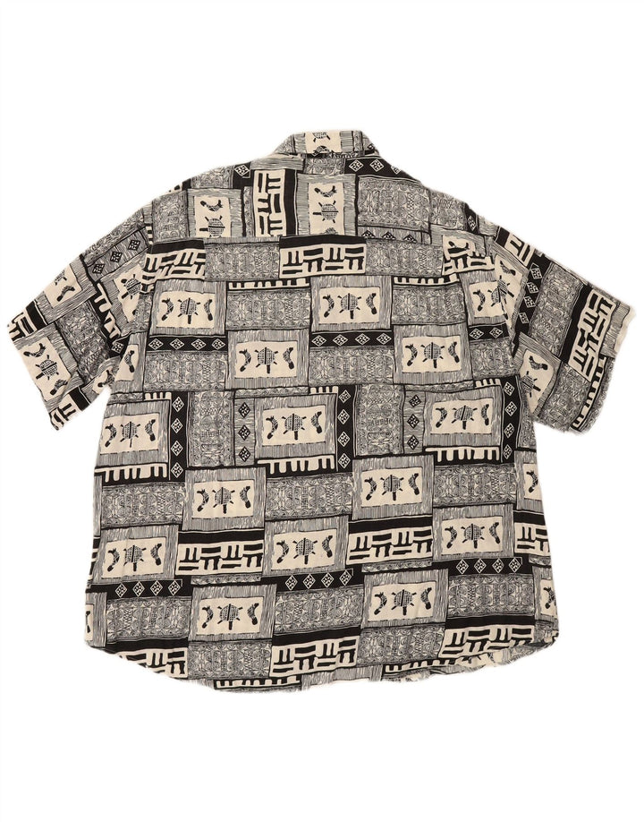 BOULEE Mens Short Sleeve Shirt Size 45/46 2XL Black Patchwork Viscose