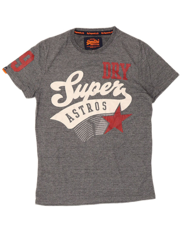 Superdry Mens Retro Graphic T-Shirt Top Medium Grey Flecked