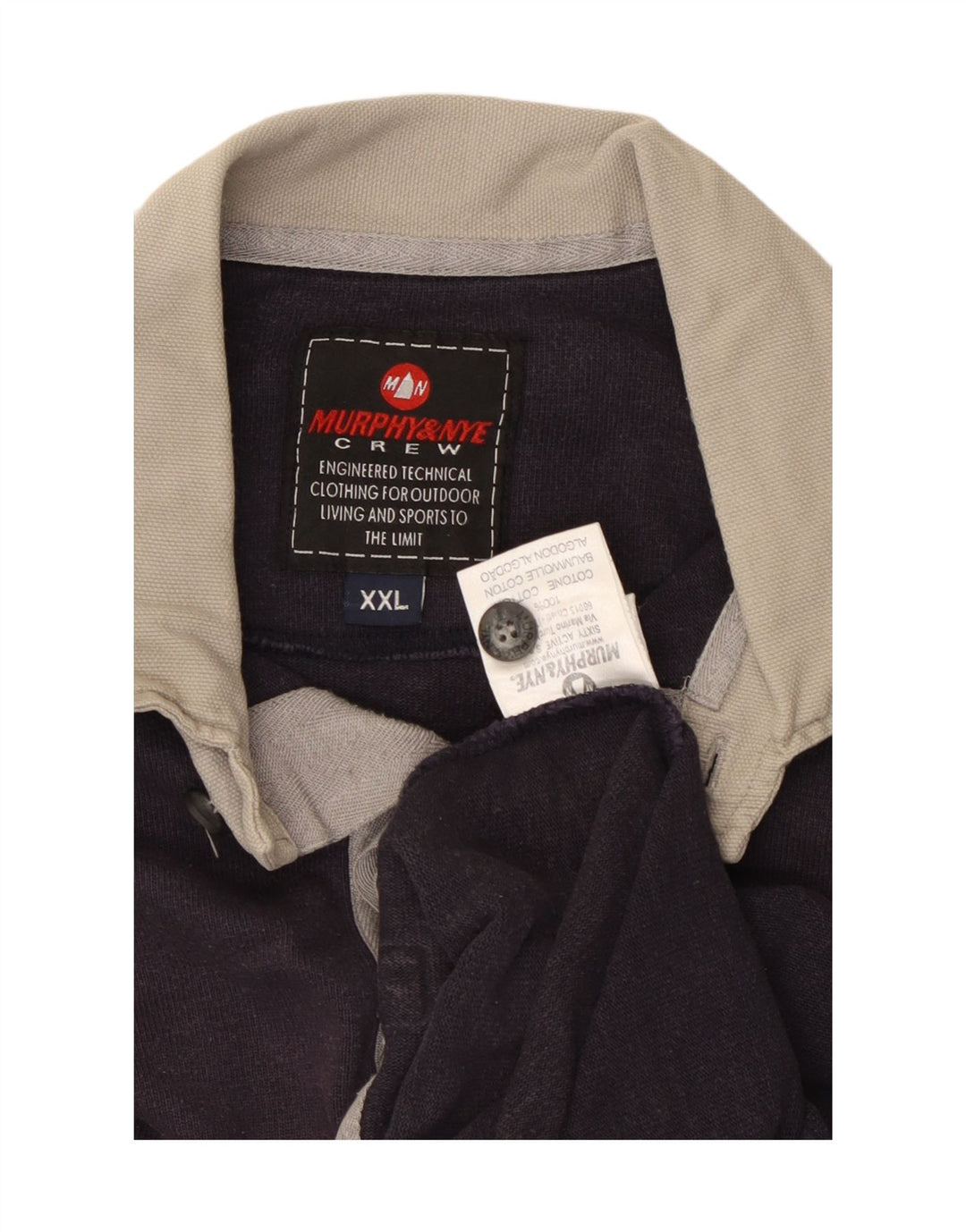 MURPHY & NYE Mens Long Sleeve Rugby Polo Shirt 2XL Navy Blue Cotton