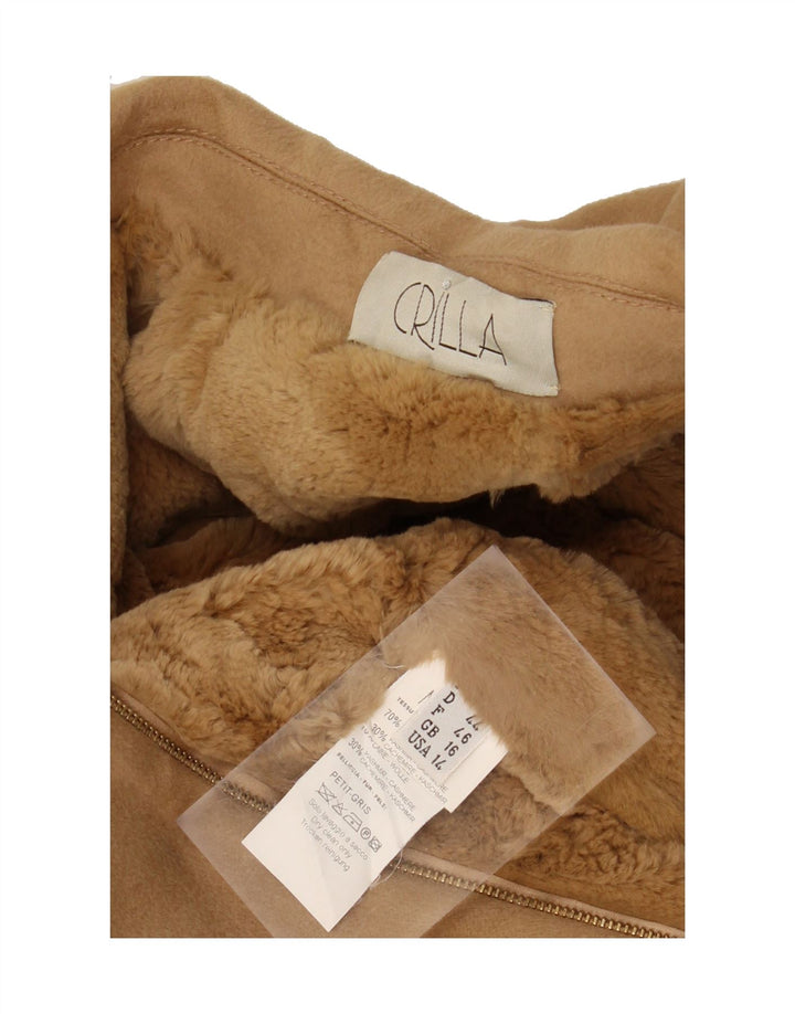 VINTAGE Womens Sherpa Overcoat UK 16 Large Brown Wool Vintage Vintage and Second-Hand Vintage from Messina Hembry 